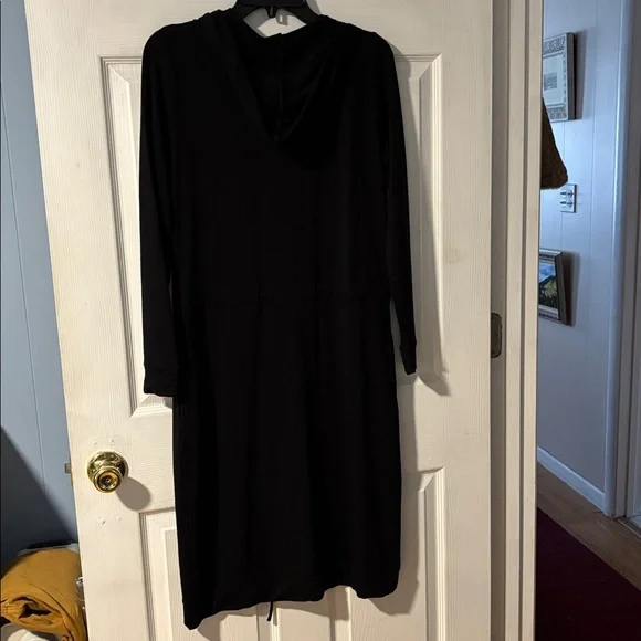 By Tess Maxi Hoodie Black Long Sleeve Zip Front Dress XS - Picture 9 of 16